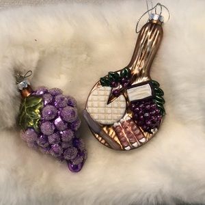 Wine Themed Glass Ornaments (2)